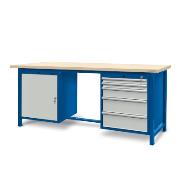 Workbench 2100 x 740: 1 cabinet S12, 1 cabinet S13 (5 drawers, 1 locker)