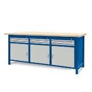 Workbench 2100 x 740: 3 cabinets S11 (6 drawers, 3 lockers)