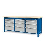 Workbench 2100 x 740: 3 cabinets S14 (12 drawers)