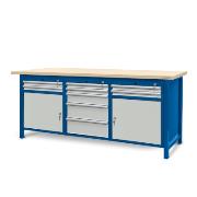 Workbench 2100 x 740: 2 cabinets S11, 1 cabinet S13 (9 drawers, 2 lockers)