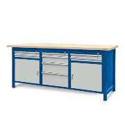 Workbench 2100 x 740: 2 cabinets S11, 1 cabinet S14 (8 drawers, 2 lockers)