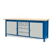 Workbench 2100 x 740: 2 cabinets S12, 1 cabinet S13 (5 drawers, 2 lockers)