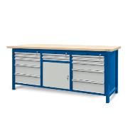 Workbench 2100 x 740: 2 cabinets S13, 1 cabinet S11 (12 drawers, 1 locker)