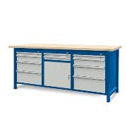 Workbench 2100 x 740: 2 cabinets S14, 1 cabinet S11 (10 drawers, 1 locker)
