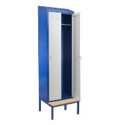 Cloakroom locker HSU02 width 600 with a sloping roof and a bench
