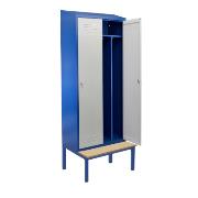 Cloakroom locker HSU02 width 800 with a sloping roof and a bench