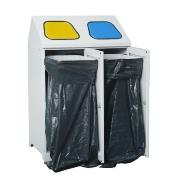 
Metal waste bin - double - with 2 bag clamps