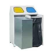 
Metal waste bin - double - with 1 metal basket and 1 bag clamp
