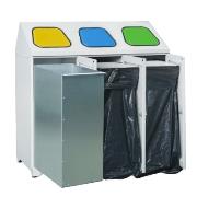 
Metal waste container - triple with 1 metal basket, 2 clamps for bags