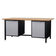 Workbench with two cabinets with doors