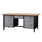 Workbench with 2 drawer cabinets and a drawer under the tabletop