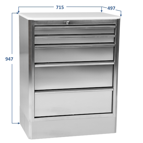 Stainless steel workshop cabinet jotkel 55053 - dimensions