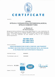 Quality Management System Certificate JOTKEL 2025