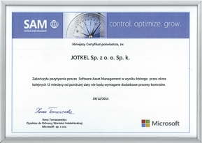 Certyfikat SAM - Microsoft
